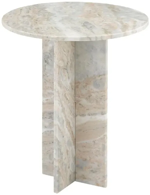 Avelina Modern Classic Natural Marble Round Pedestal Side Table