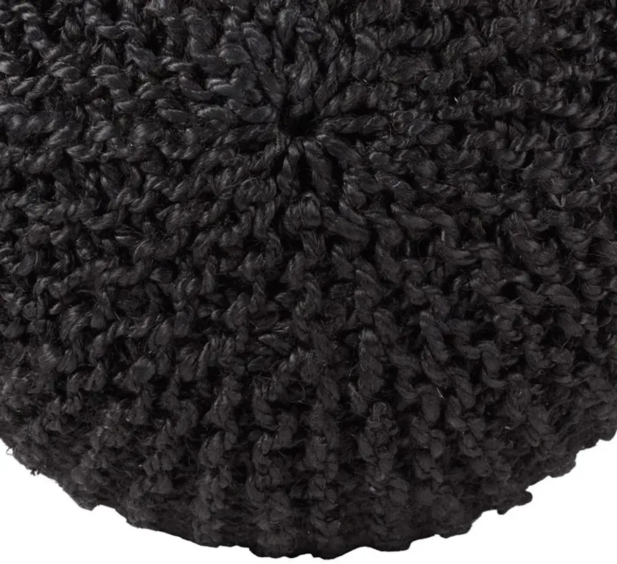Vienn Coastal Beach Black Woven Jute Round Pouf