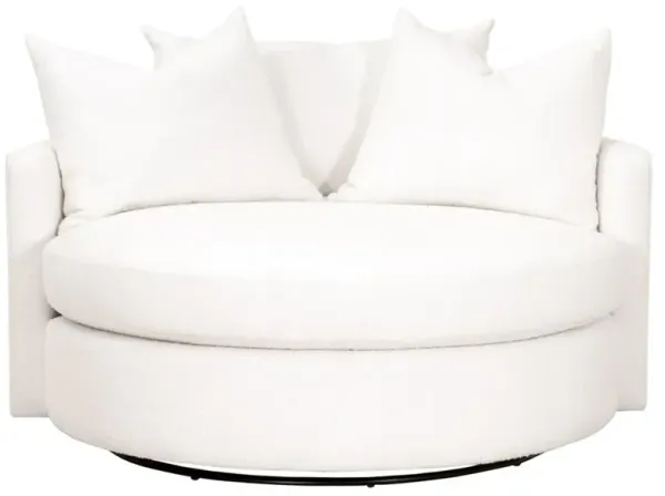 Eniola Modern White Performance Boucle Black Metal Swivel Chair and a Half - 57"