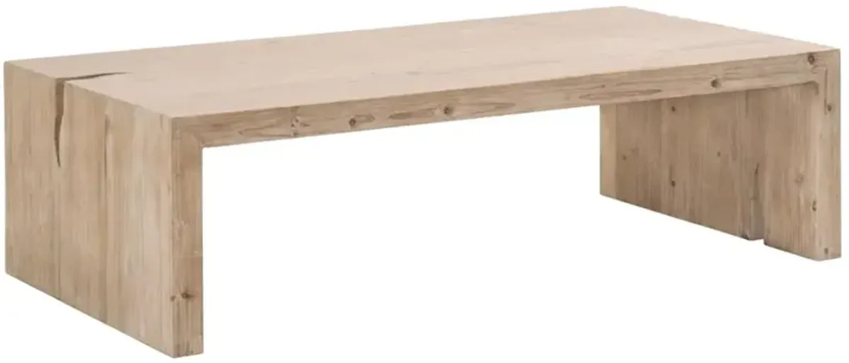 Gomer Coastal Beach Grey Reclaimed Pine Wood Rectangular Coffee Table