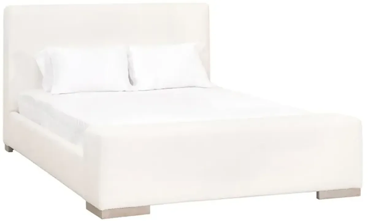 Evren Modern Classic White Boucle Performance Upholstered Bed - Queen
