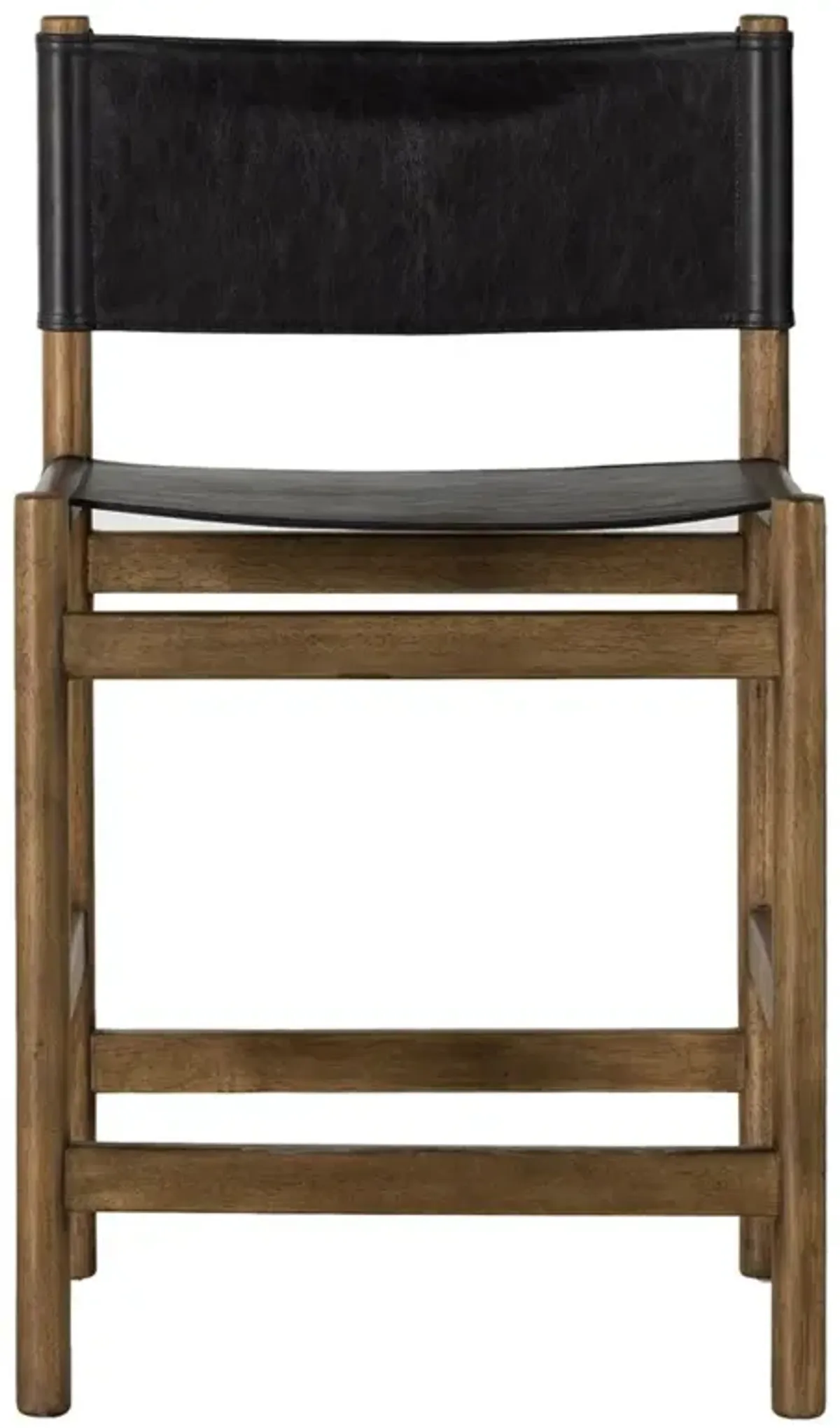 Francis Mid Century Modern Black Leather Brown Wood Frame Bar Stool