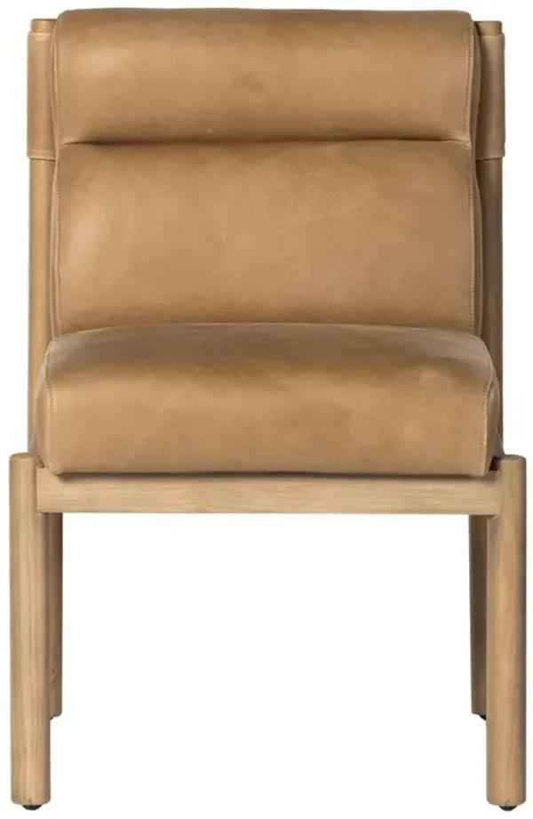Elodie Modern Classic Brown Leather Wood Dining Side Chair