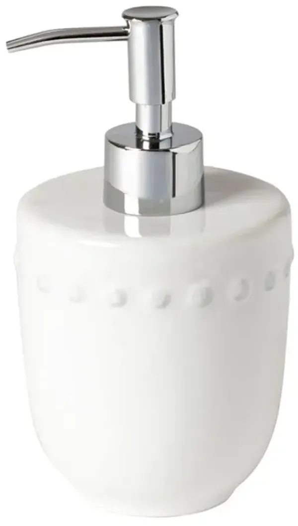 Pearl Modern Classic White Stoneware Embossed Edge Soap Pump