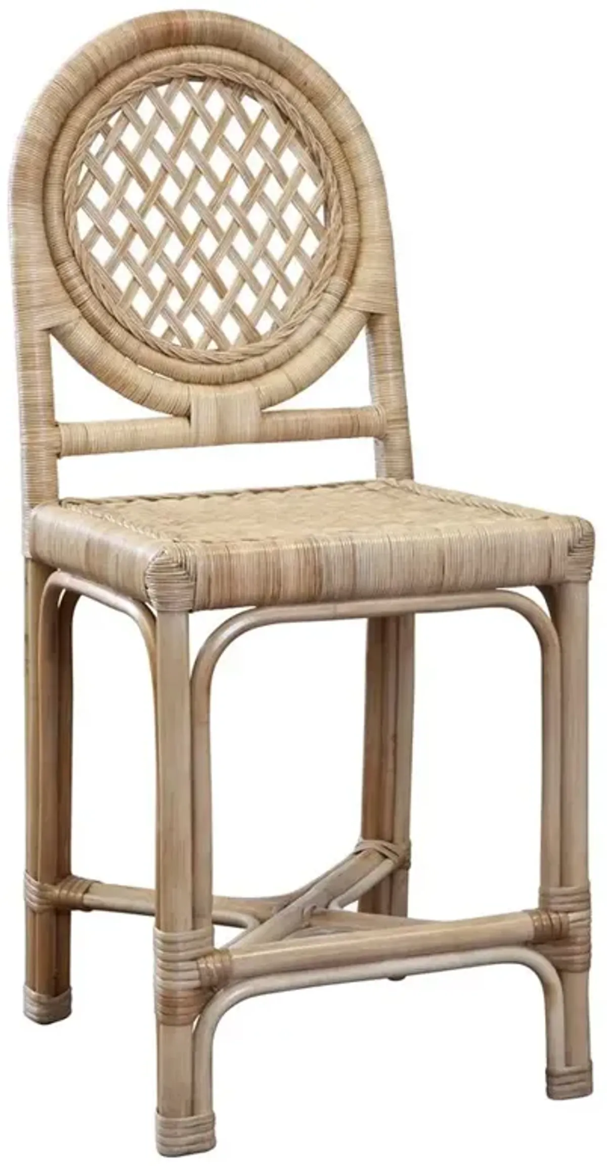 Louise Coastal Beach Natural Handwoven Rattan Counter Stool
