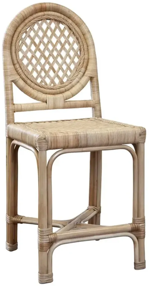Louise Coastal Beach Natural Handwoven Rattan Counter Stool