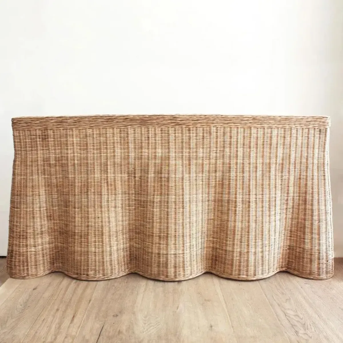 Terese Coastal Beach Natural Woven Rattan Rectangular Console - 66"