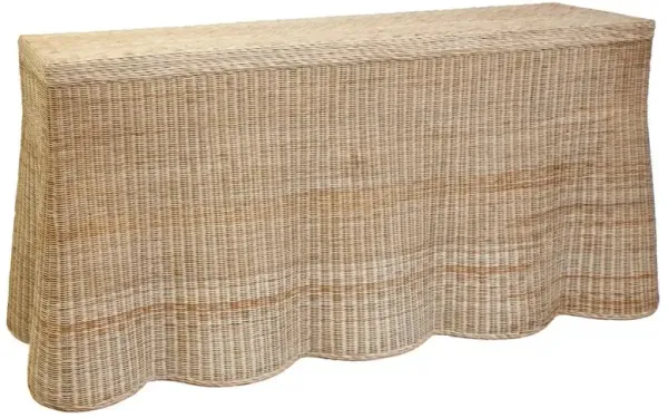 Terese Coastal Beach Natural Woven Rattan Rectangular Console - 66"