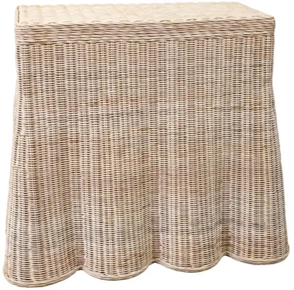 Terese Coastal Beach Natural Woven Rattan Rectangular Console - 36"