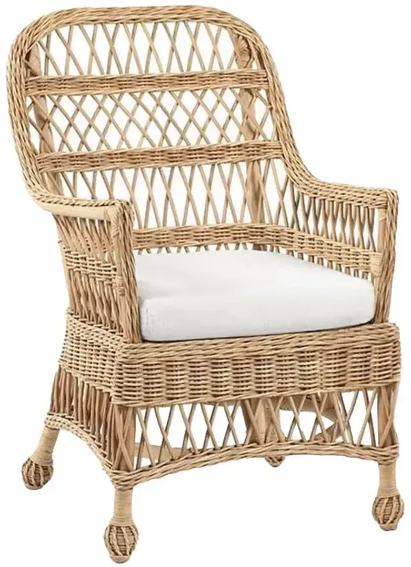 Mona Coastal Beach Natural Woven Rattan Dining Arm Chair