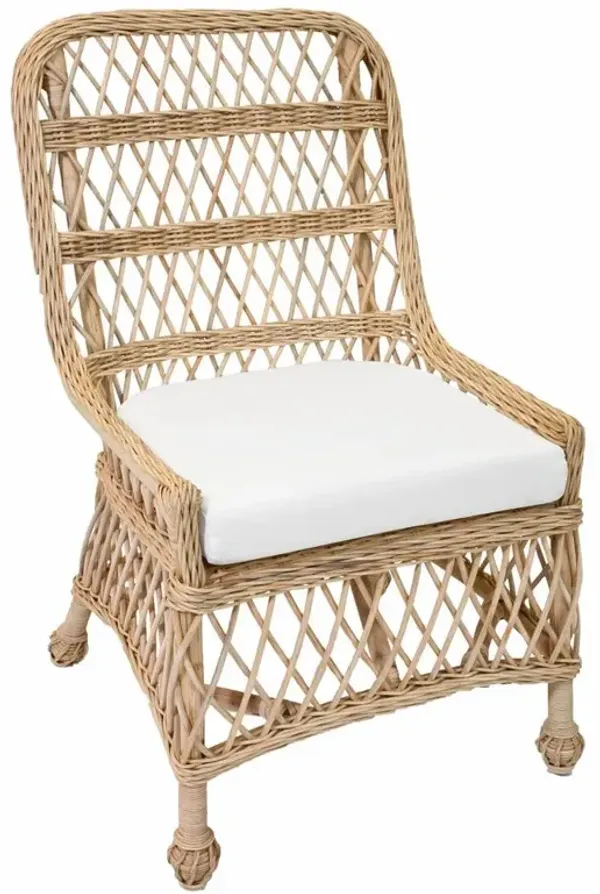 Mona Coastal Beach Natural Woven Rattan Dining Side Chair