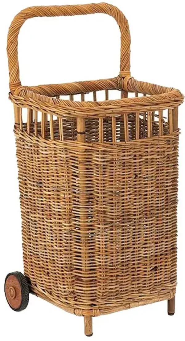 Camilla Coastal Beach Natural Handwoven Rattan Floor Basket - Small