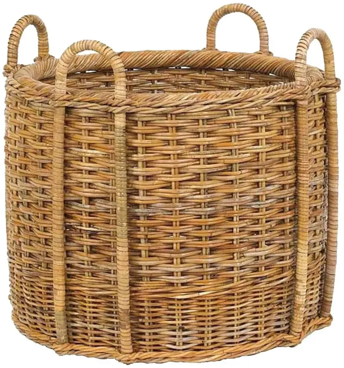 Camilla Coastal Beach Natural Handwoven Rattan Fireplace Floor Basket