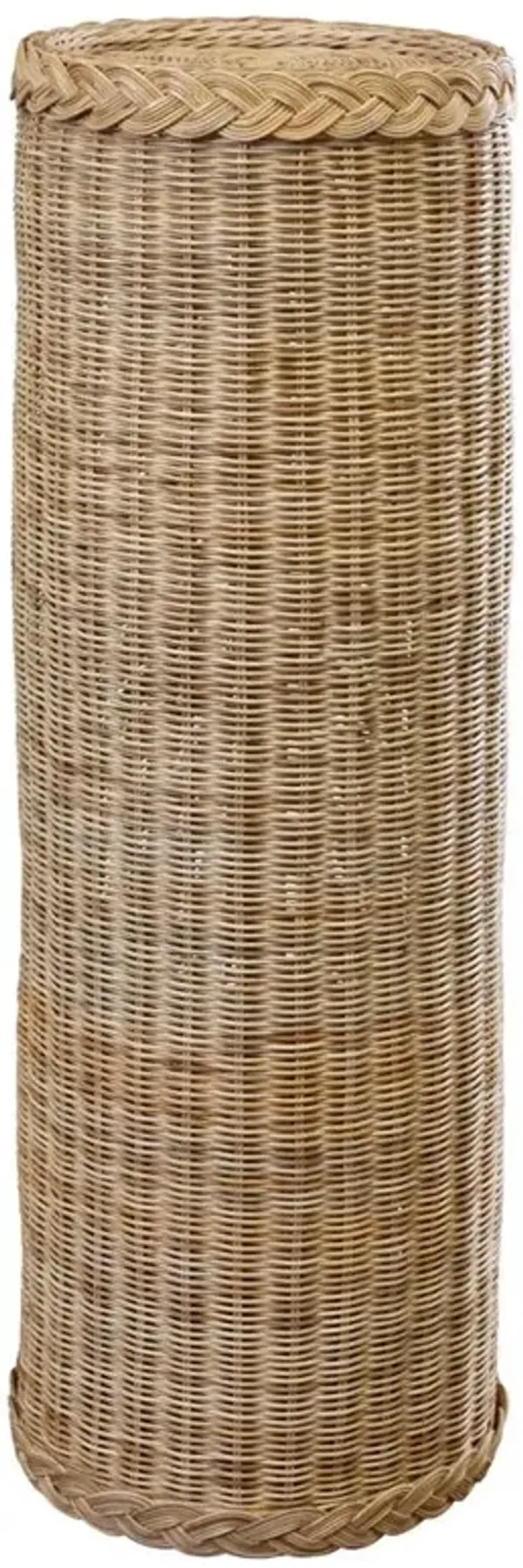 Riona Coastal Beach Natural Handwoven Rattan Plinth Pedestal - 43"
