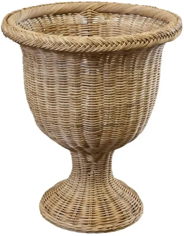 Riona Coastal Beach Natural Woven Rattan Round Base Urn Pot Planter
