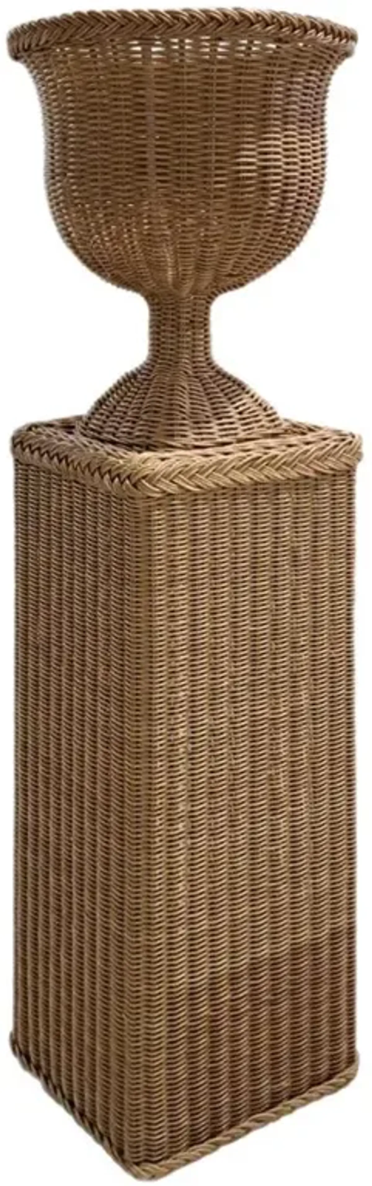 Cailee Coastal Beach Natural Handwoven Faux Rattan Urn Outdoor Planter