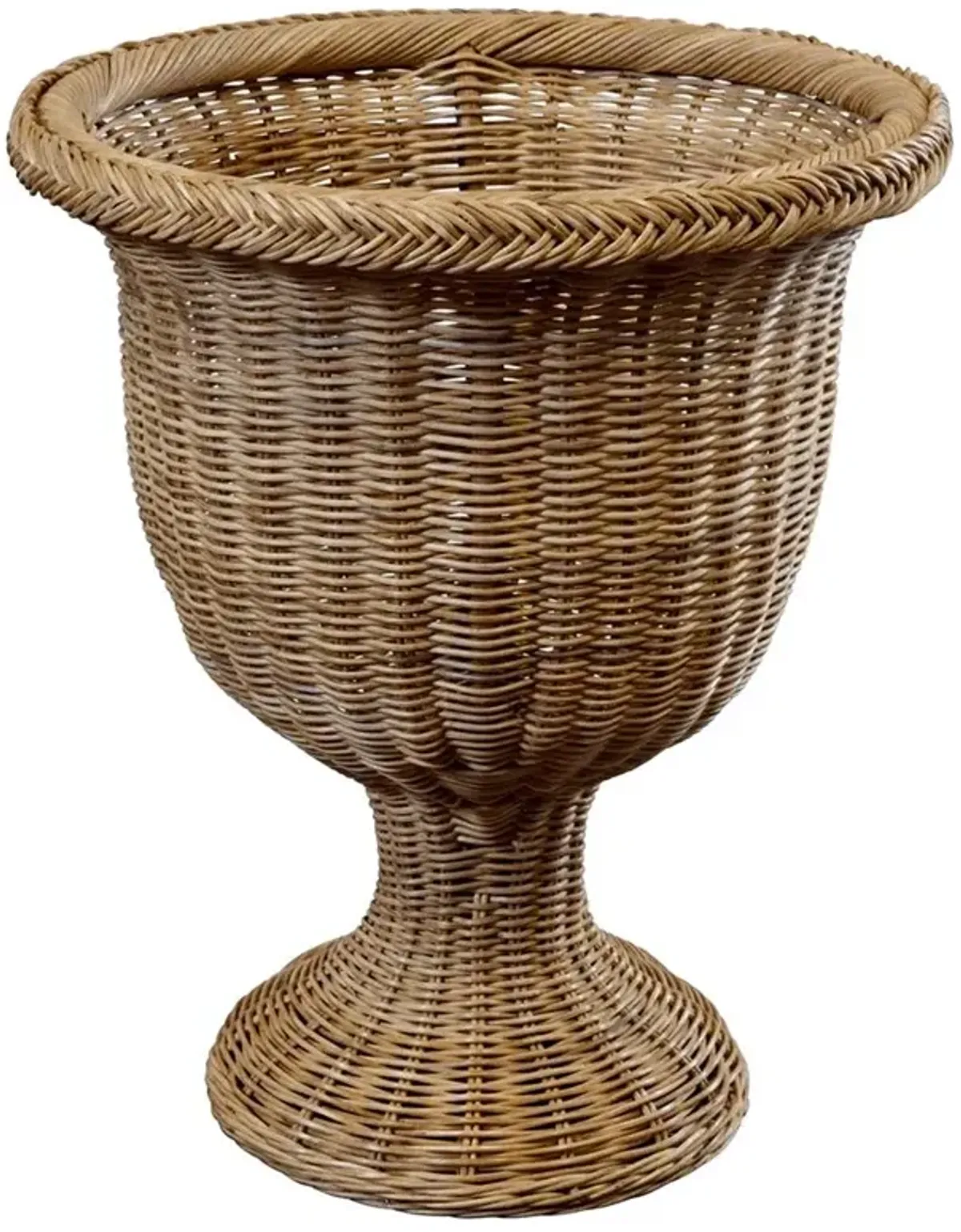 Cailee Coastal Beach Natural Handwoven Faux Rattan Urn Outdoor Planter