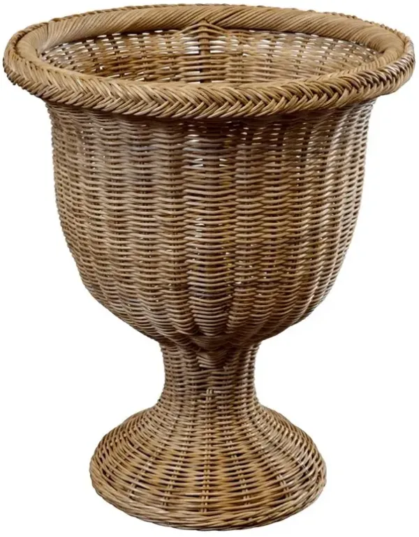Cailee Coastal Beach Natural Handwoven Faux Rattan Urn Outdoor Planter