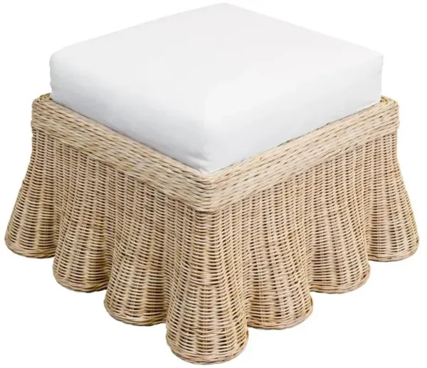 Terese Coastal Beach Natural Handwoven Rattan Square Ottoman