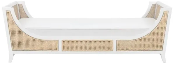Alyssa Coastal White Cushion Wood Bleached Cane Accent Daybed