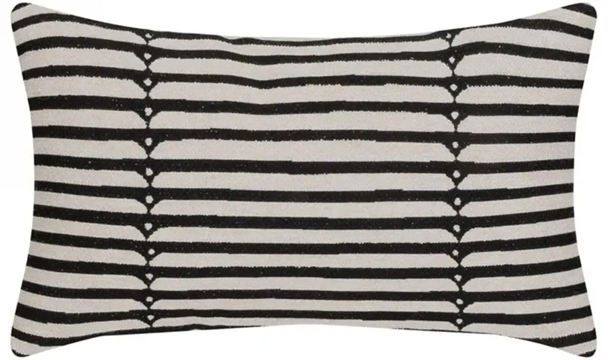 Chelsea Modern Classic Ebony Indoor Outdoor Lumbar Pillow - 12x20