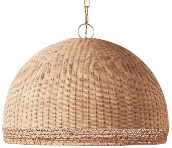 Melanie Mid Century Modern Natural Rattan Pendant - Small