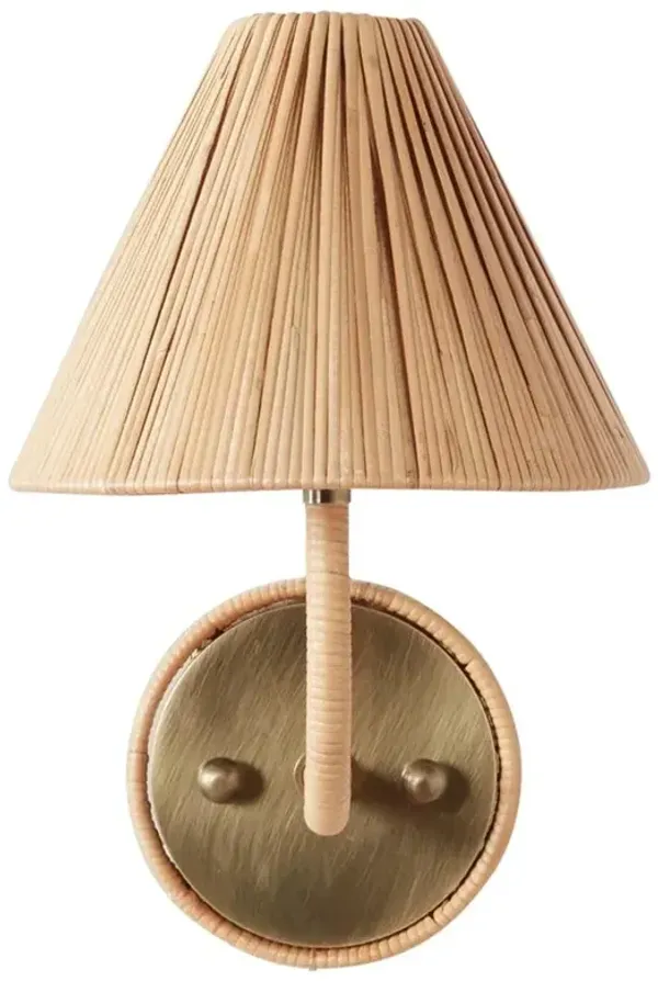 Belle Coastal Beach Natural Rattan Armed Wall Sconce