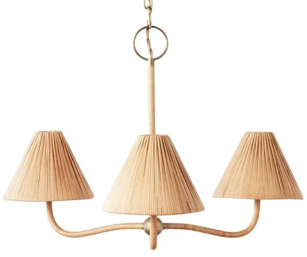 Belle Coastal Beach Natural Rattan Shaded Chandelier