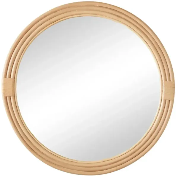 Constance Coastal Beach Natural Rattan Frame Round Wall Mirror - Large