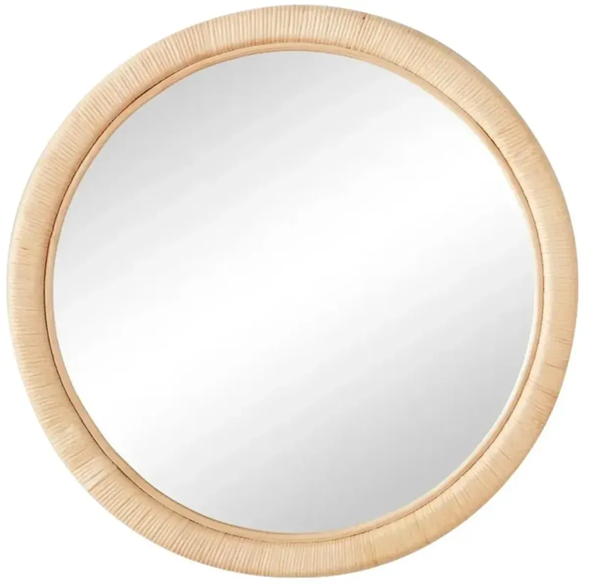 Avery Coastal Beach Natural Rattan Frame Round Wall Mirror - Small