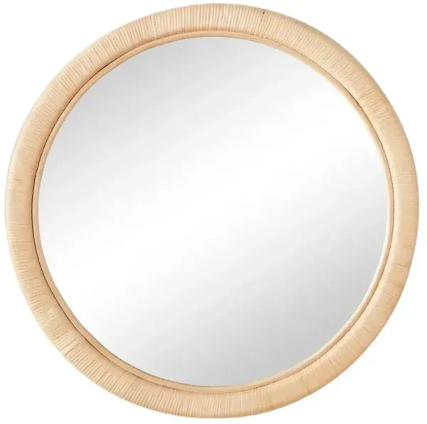 Avery Coastal Beach Natural Rattan Frame Round Wall Mirror - Small
