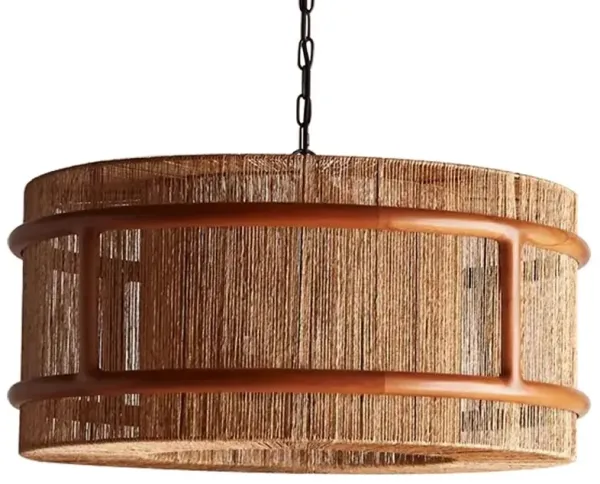 Nolan Coastal Beachwood Frame Natural Jute Chandelier
