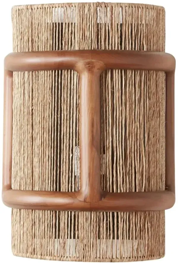 Nolan Coastal Beachwood Frame Natural Jute Wall Sconce