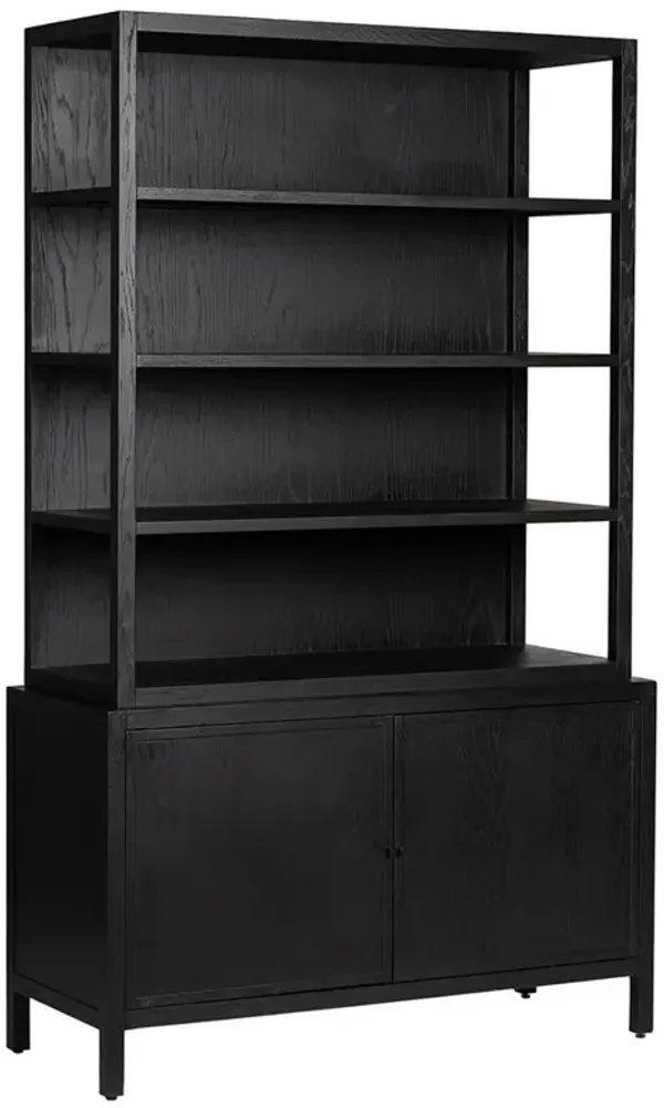 Hunter Modern Classic Black Oak Wood Bookcase