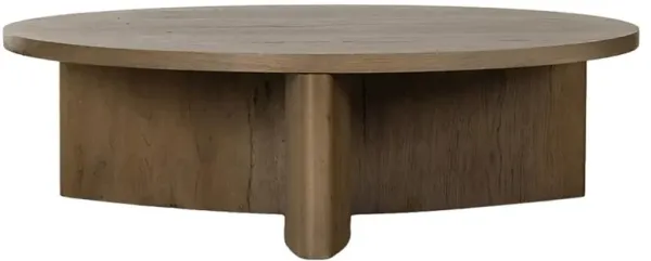 Teddie Rustic Lodge Grey Oak Wood Round Coffee Table