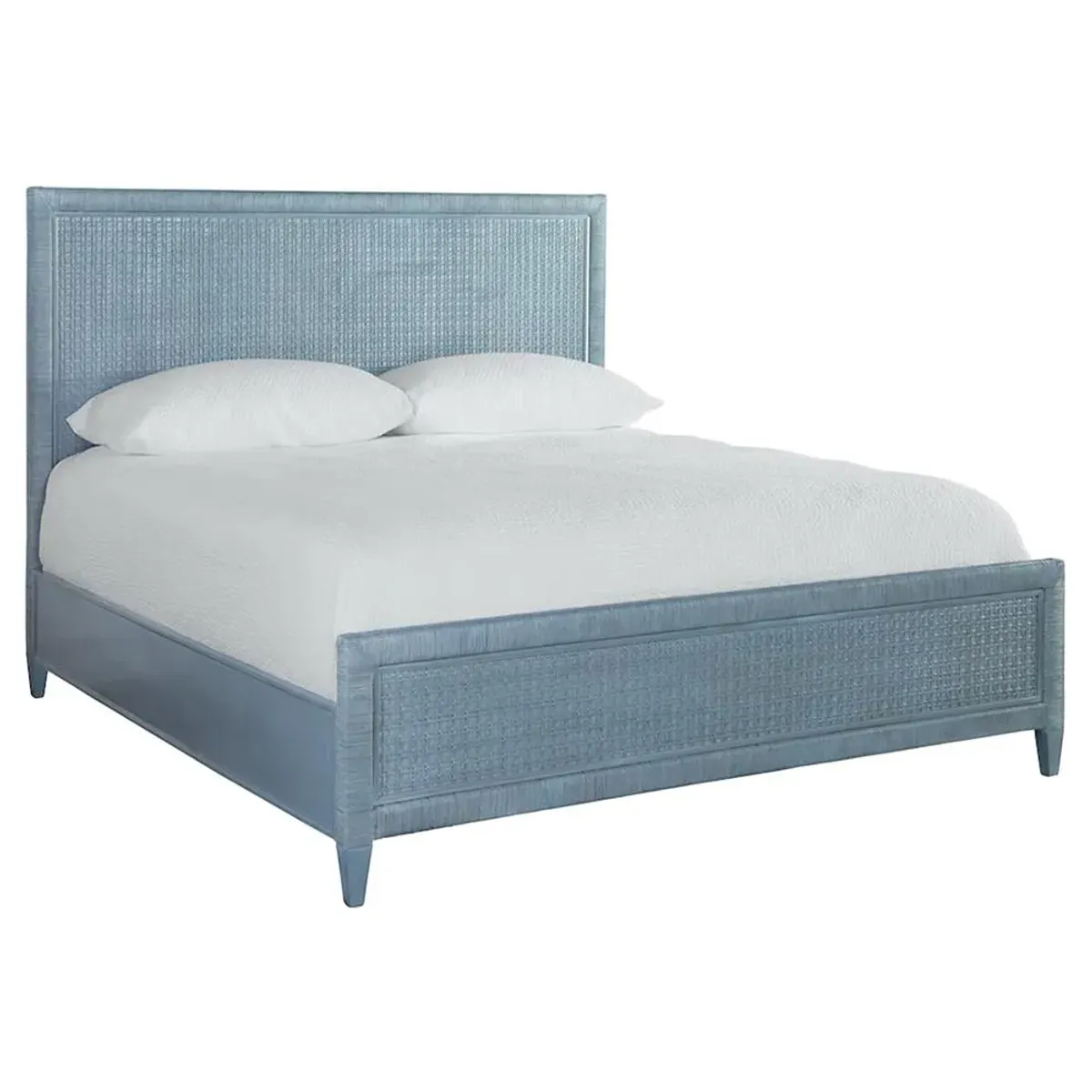 Kalea Coastal Beach Blue Woven Rattan Frame Classic Bed - King