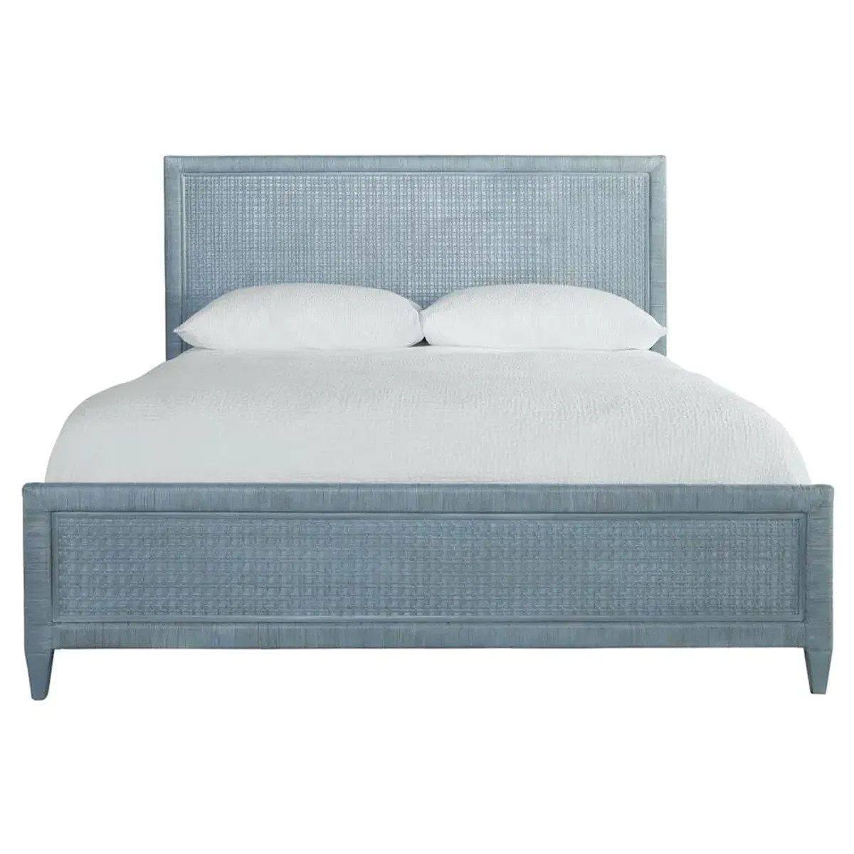 Kalea Coastal Beach Blue Woven Rattan Frame Classic Bed - King