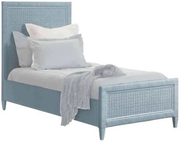 Kalea Coastal Beach Blue Woven Rattan Frame Classic Bed - Twin