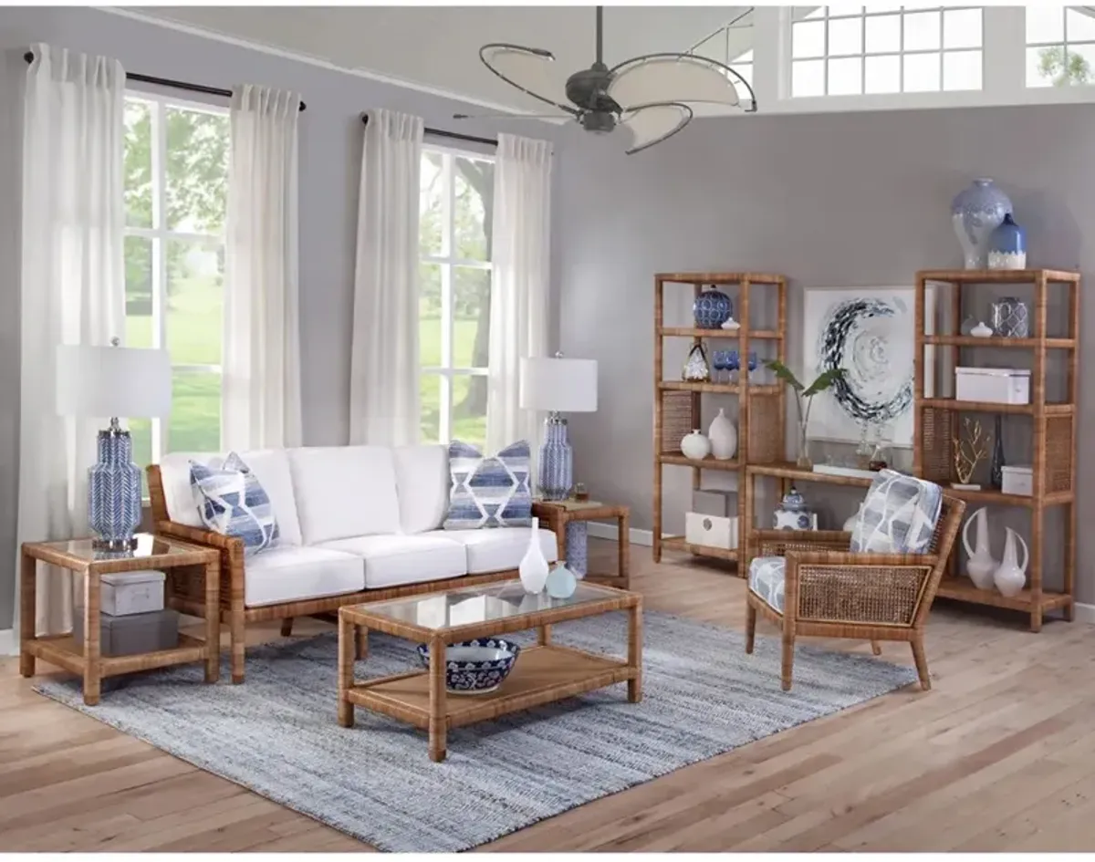 Mako Coastal Beach Brown Woven Rattan Rectangular Console Table