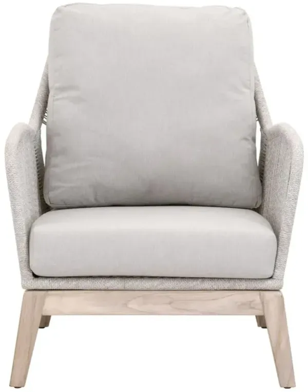 Lorry Coastal Beach Taupe Woven Rope Grey Teak Wood Outdoor Lounge Arm Chair