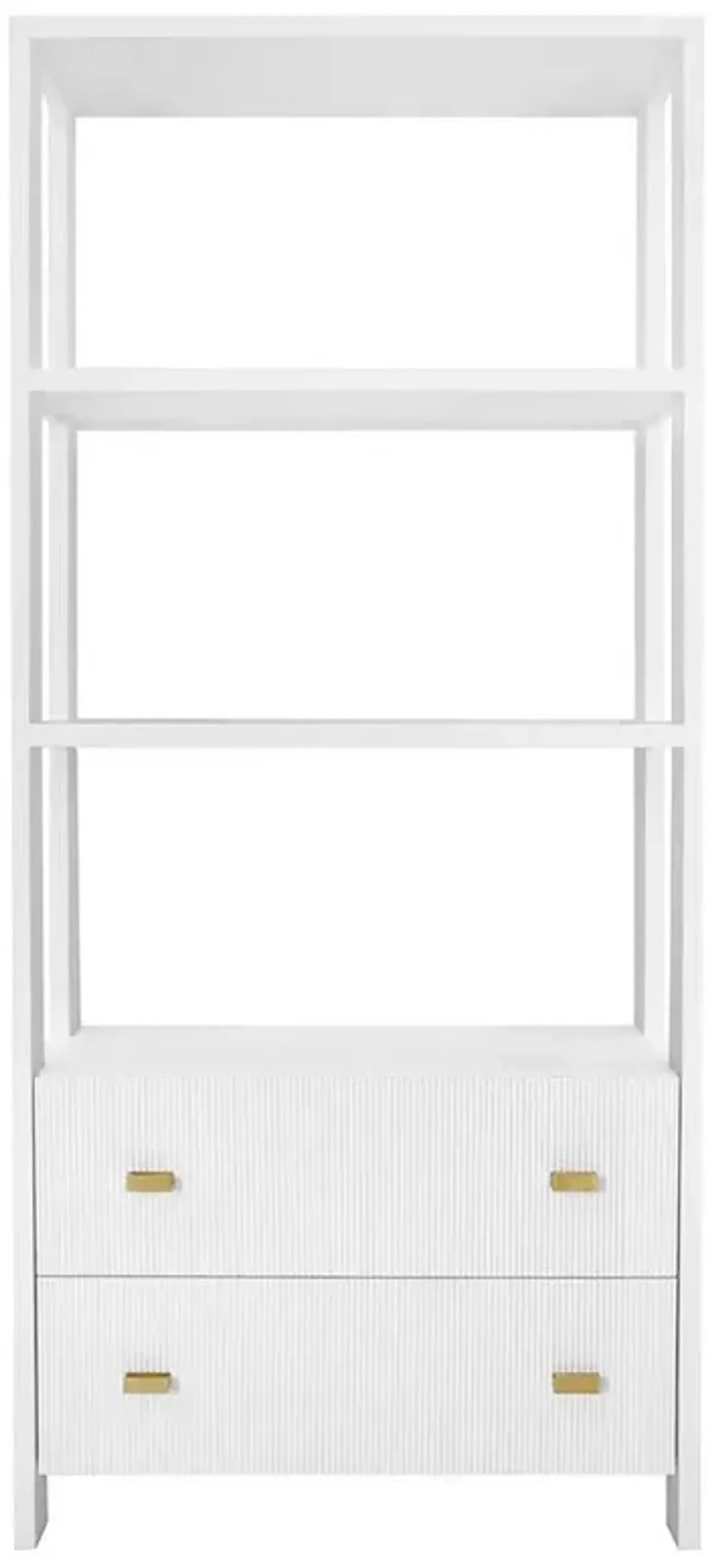 Worlds Away Davie Modern Classic White Oak Wood Fluted Etagere