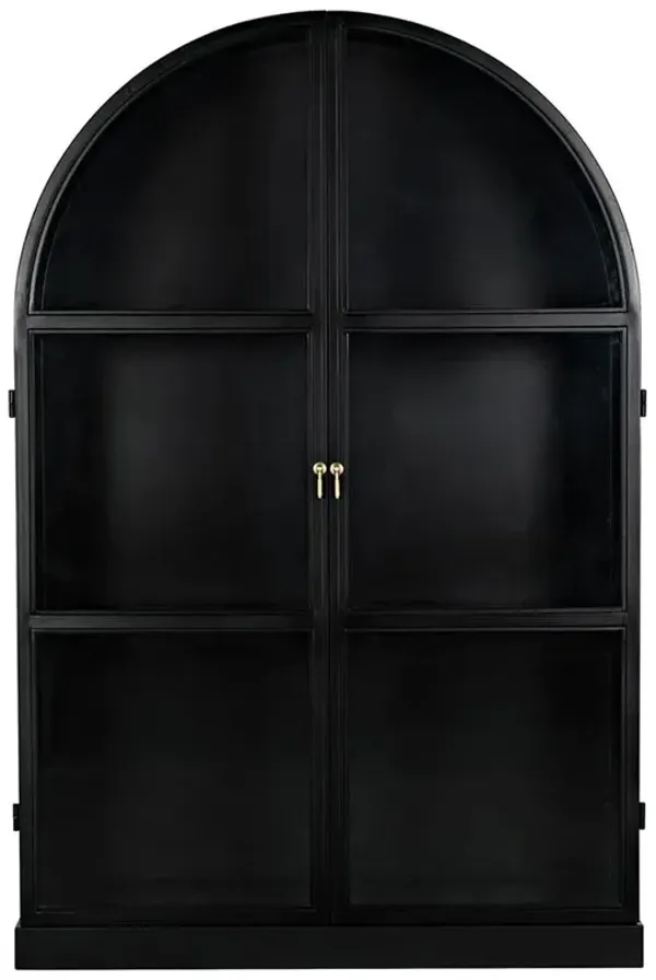 Yara Modern Classic Black Matte Steel Glass Arched Hutch