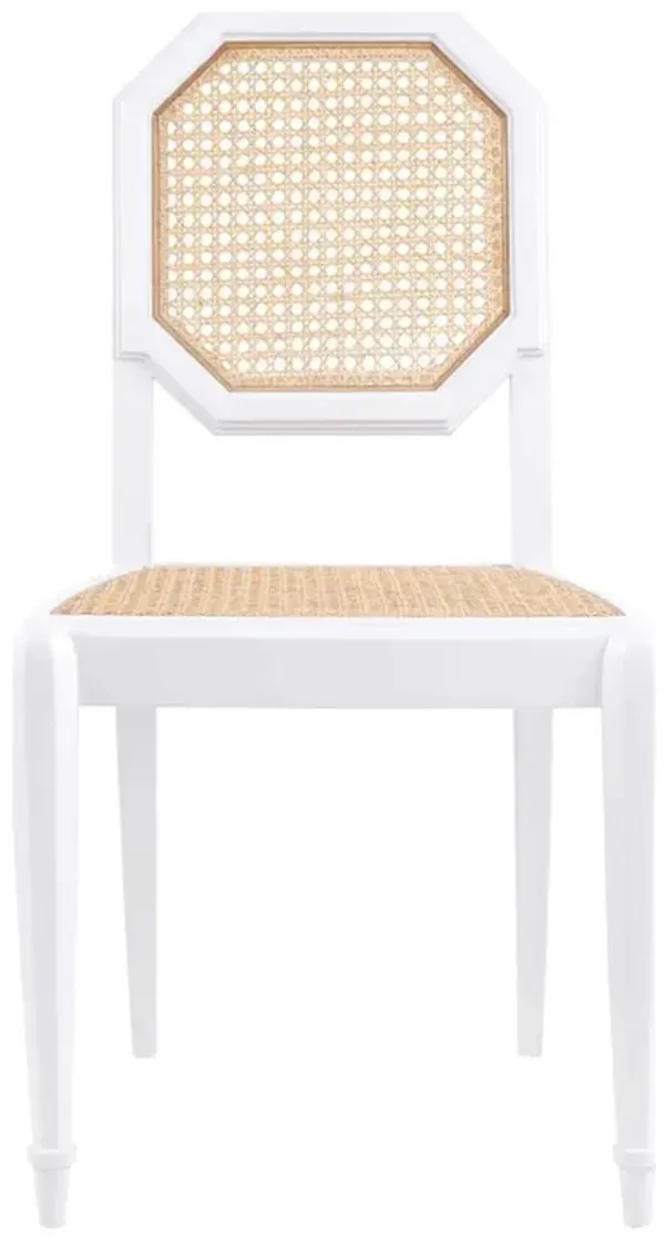 Leila Coastal Bleached Cane Back Vanilla Wood Dining Side Chair