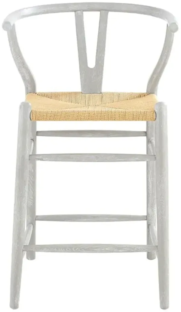 Oslo Mid Century Grey Limed Oak Wood Rope Counter Stool