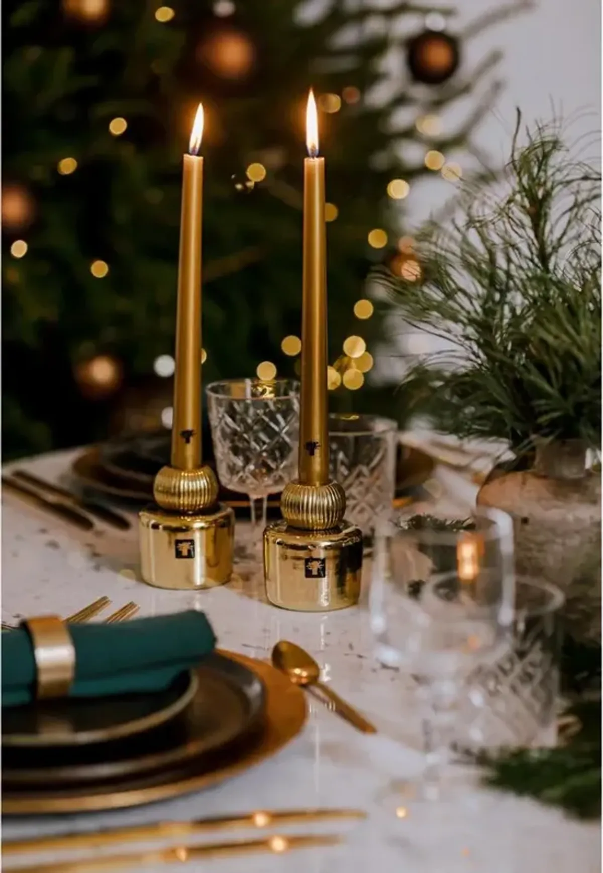 Baobab Collection Les Exclusives Regency Gold Glass Candlesticks - Set of 2