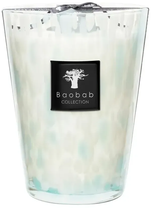 Baobab Collection Sapphire Pearls Coastal White Glass Scented Candle - Large