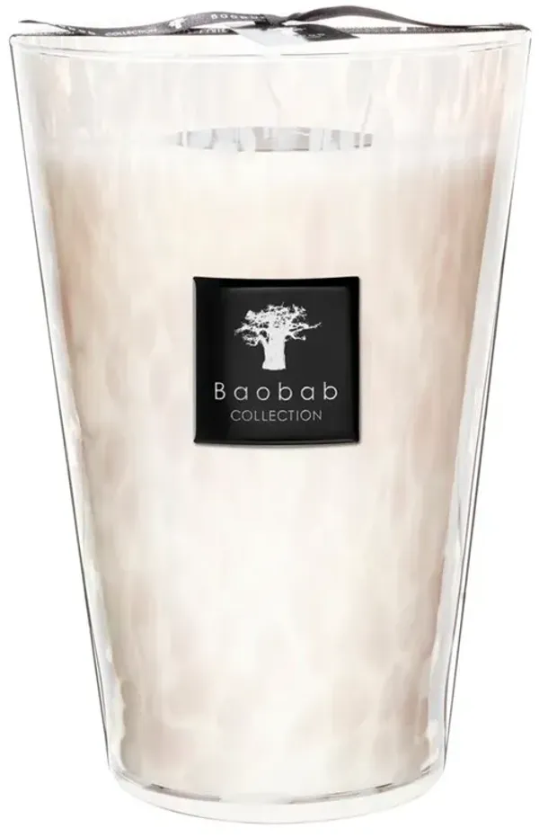 Baobab Collection White Pearls Modern Classic Glass Scented Candle - Extra Large