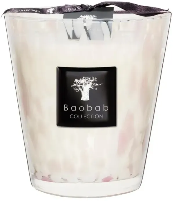Baobab Collection White Pearls Modern Classic Glass Scented Candle - Medium