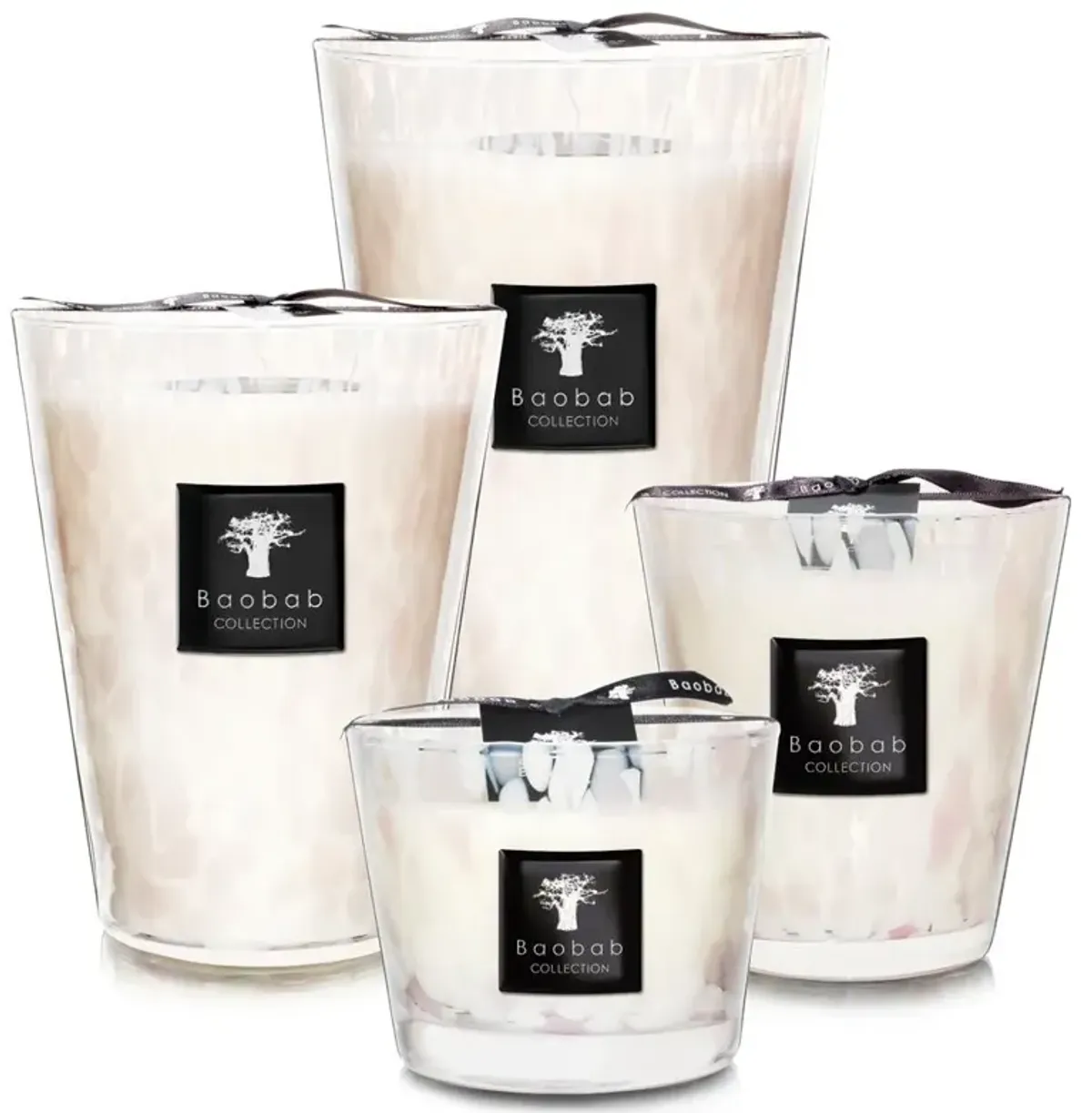 Baobab Collection White Pearls Modern Classic Glass Scented Candle - Small