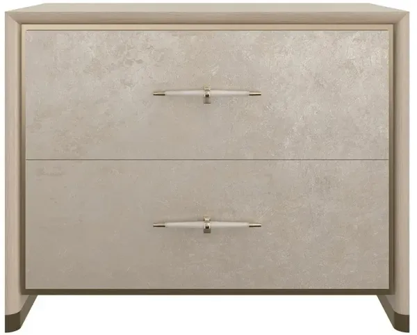 Leonna Modern Classic Brown Wood Gold Accent 2 Drawer Nightstand - Large